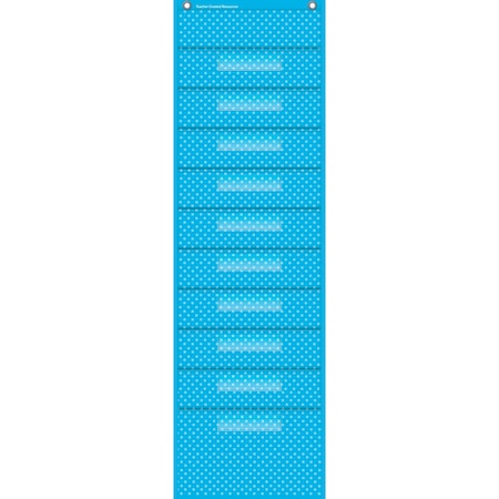 Teacher Created Resources Aqua Polka Dots 10 Pocket File Storage Pocket Chart, 14in. x 46.5in. 20738